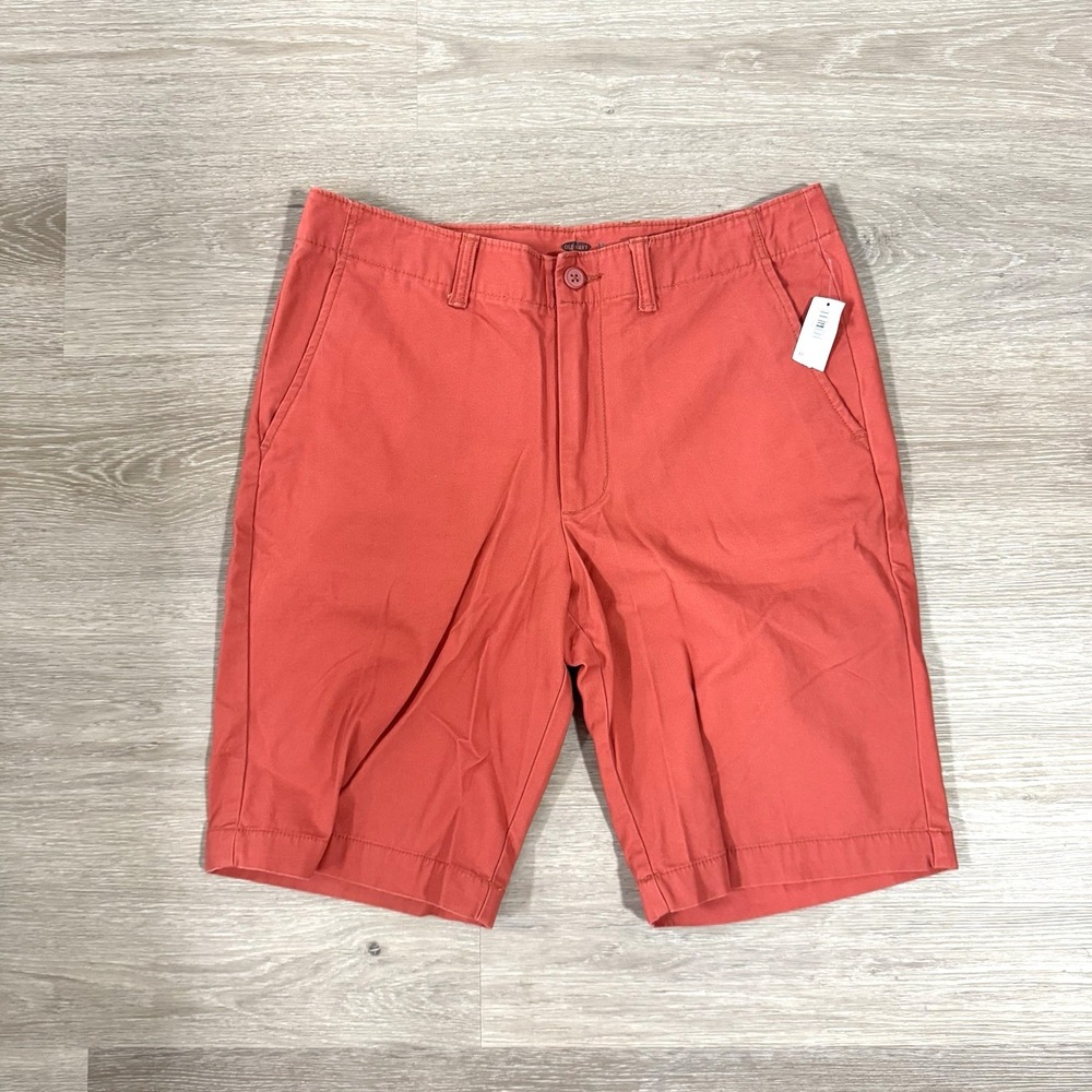 NWT Old Navy Coral‎ 10" Flat Front Cotton Chino Shorts Men's Size 32